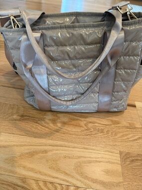 Gloss Quilted Tote Bag in Taupe